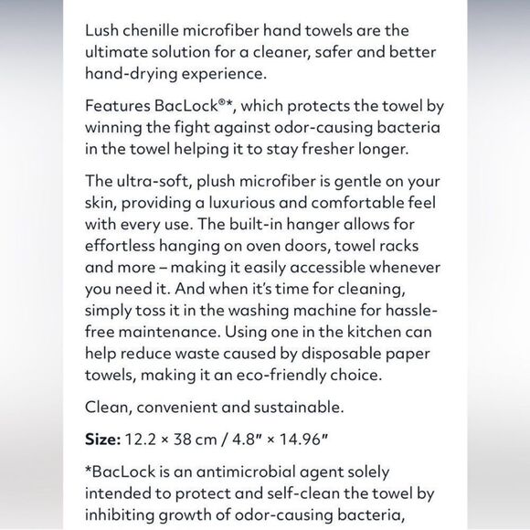 Norwex Chenille Sea Mist Hand Towel NWOT - Picture 2 of 9